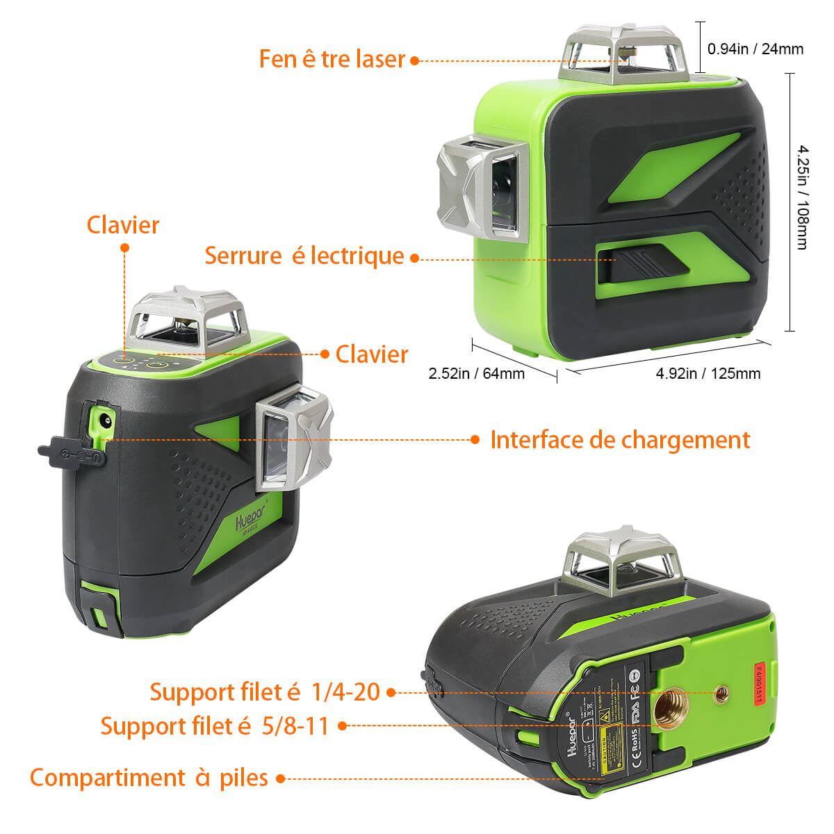 Niveau laser Huepar 603CG