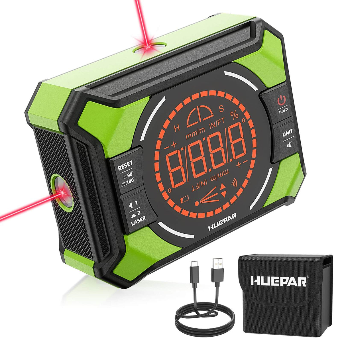 Huepar AG2L – Niveau laser avec inclinomètre numérique