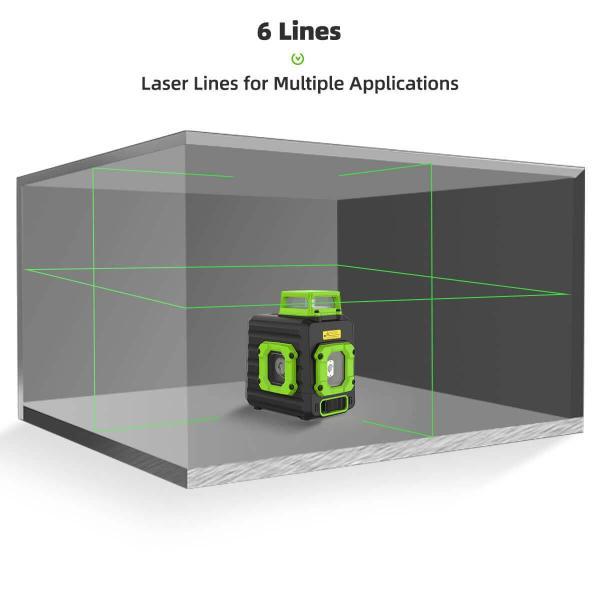 Huepar B02CG Niveau laser 2x360 lignes verticales/horizontales commutables  - Batterie au lithium - Lignes transversales à nivellement