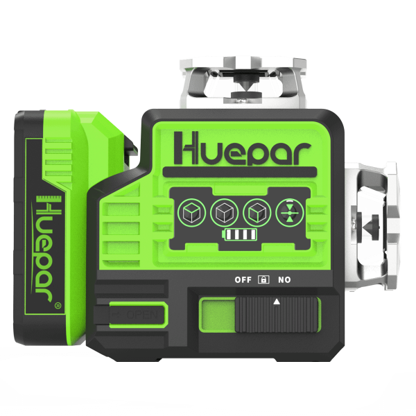 Huepar P02CG - Niveau laser à lignes croisées à faisceau vert Bluetooth extérieur auto-nivelant 2x360 °